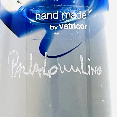 Paula Lomelino Vetricor Portugal Hand Blown Cobalt Blue Swirl Glass Bud Vase - Picture 8 of 11