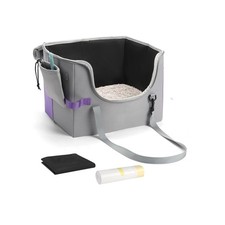 Portable Leakproof Tall-side Cat Litter With Zipped Lidcollapsible For Car ...