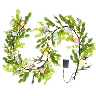 DR.DUDU 6 FT Lighted Easter Garland, Decorations for Style 2, Green 