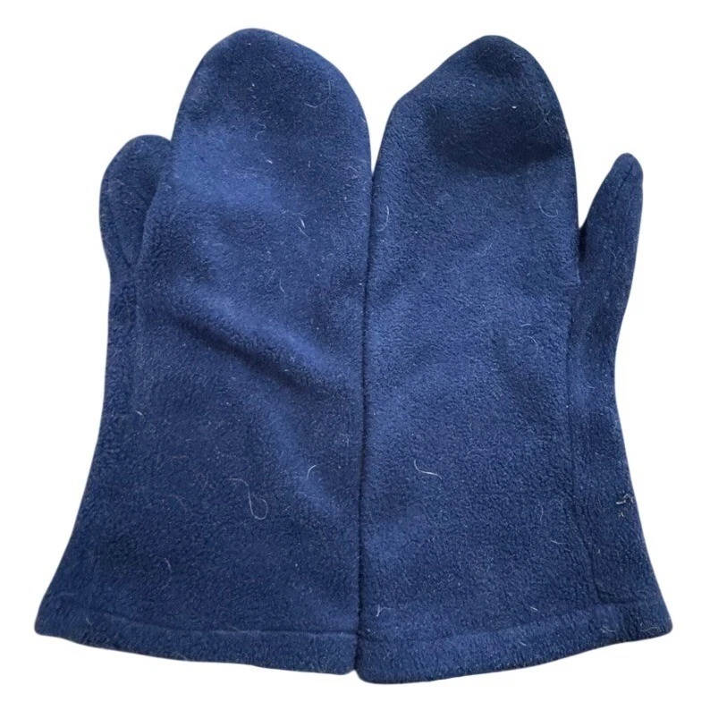 Vintage Vaughan Tapscott Gloves Ltd Blue Fleece Mittens 2304B Made in UK Large