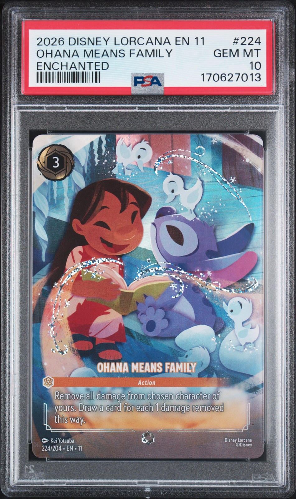 2026 Disney Lorcana EN 11 - Winterspell Enchanted #224 Ohana Means Family PSA 10