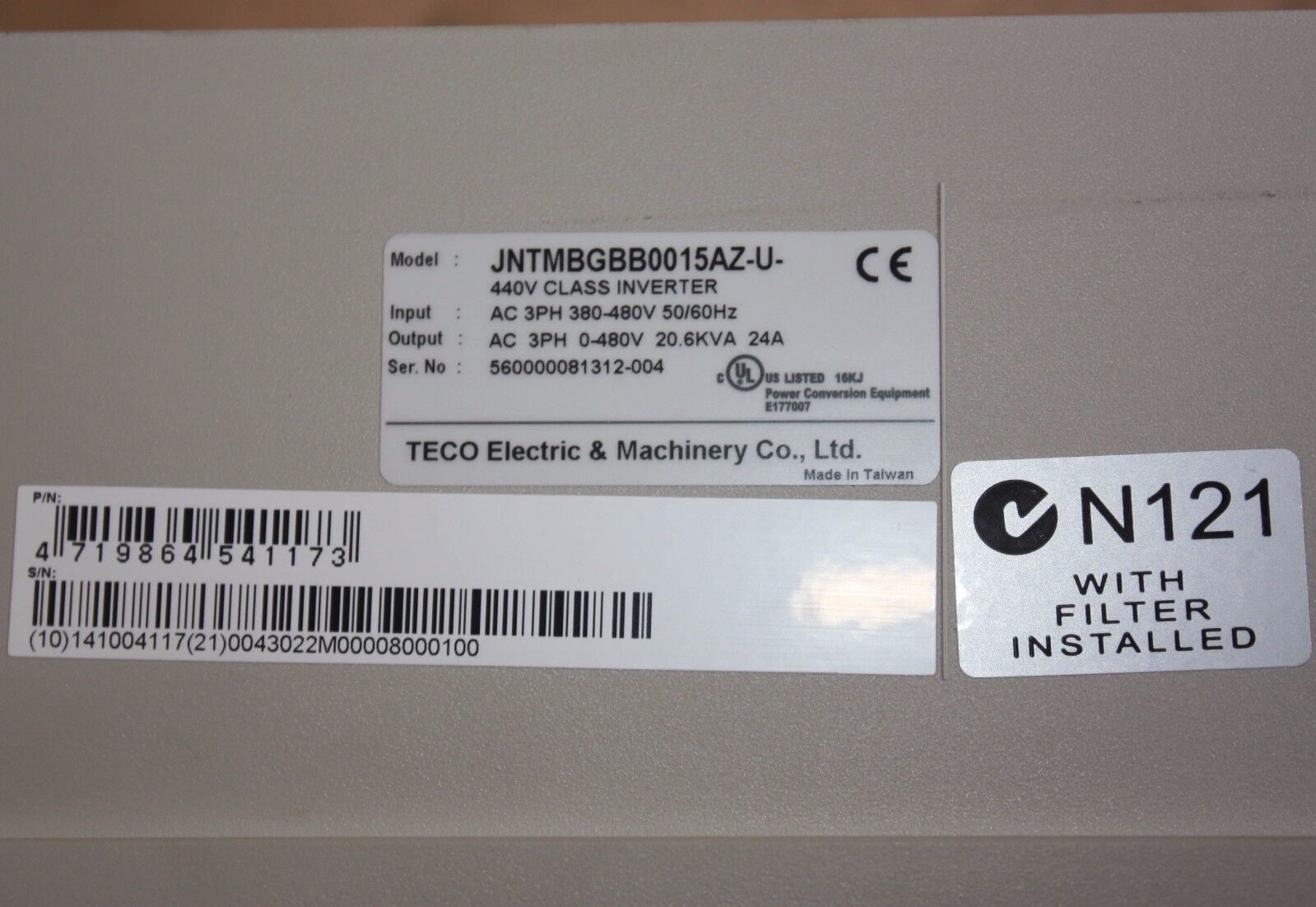 Teco Speecon 7200MA VSD JNTMBGBB0015AZ-U 440V CLASS INVERTER 20.6KVA ...