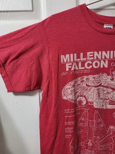 Star Wars Millenium Falke Blueprint rotes T-Shirt Erwachsene Größe Medium Baumwollmischung - Bild 7 von 11