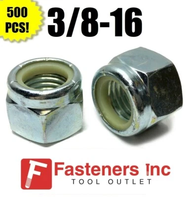 REDDING FASTENERS (Qty 500) 3/8-16 Nylon Insert Lock Nuts Nylock Zinc Plated (500 Pieces Total)