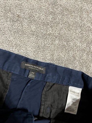 Banana Republic Aiden Short Men Sz 34 Navy Blue Flat Front Pockets - Picture 3 of 4