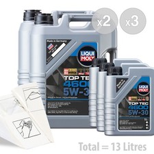 Car Engine Oil Service Kit / Pack 13 LITRES Liqui Moly Top Tec 4600 5w30 13L