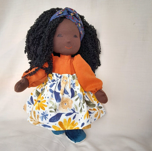 Black waldorf doll, African American doll, Brown Skin Baby, Rag doll, Lile Toys - Picture 3 of 18