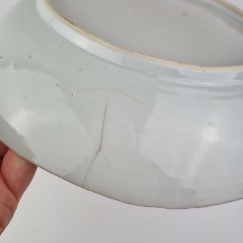Antique 18th Century Chinese Famille Rose Serving Bowl Flowers Chips To Rim #21 - Picture 11 of 12