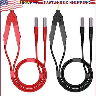 LCR Meter Test Leads Terminal Kelvin Clips Cable Wires to 4mm Safety Banana Plug