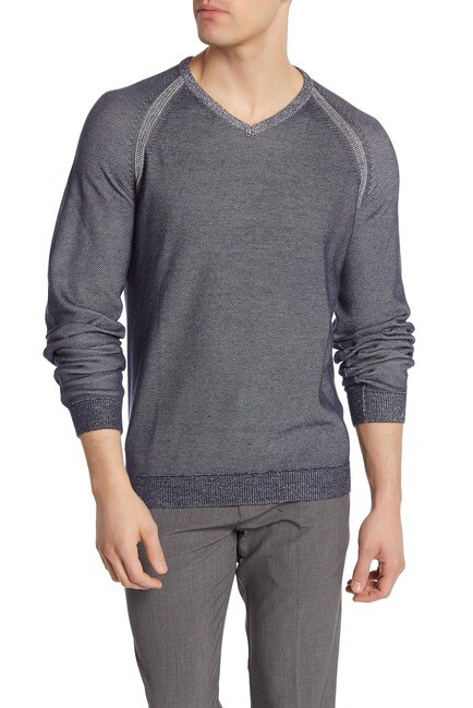 ВИНТАЖНЫЙ свитер TAILOR VINTAGE с двусторонним V-образным вырезом, ТЕМНО-СИНИЙ БЛЕЙЗЕР/PEBBLE , L