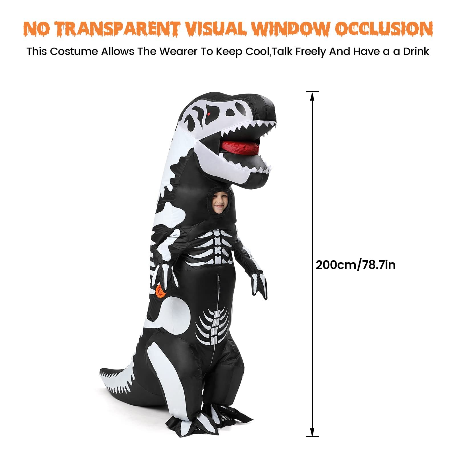 Inflatable Skeleton Dinosaur Costume Blow Up TRex Halloween Costumes
