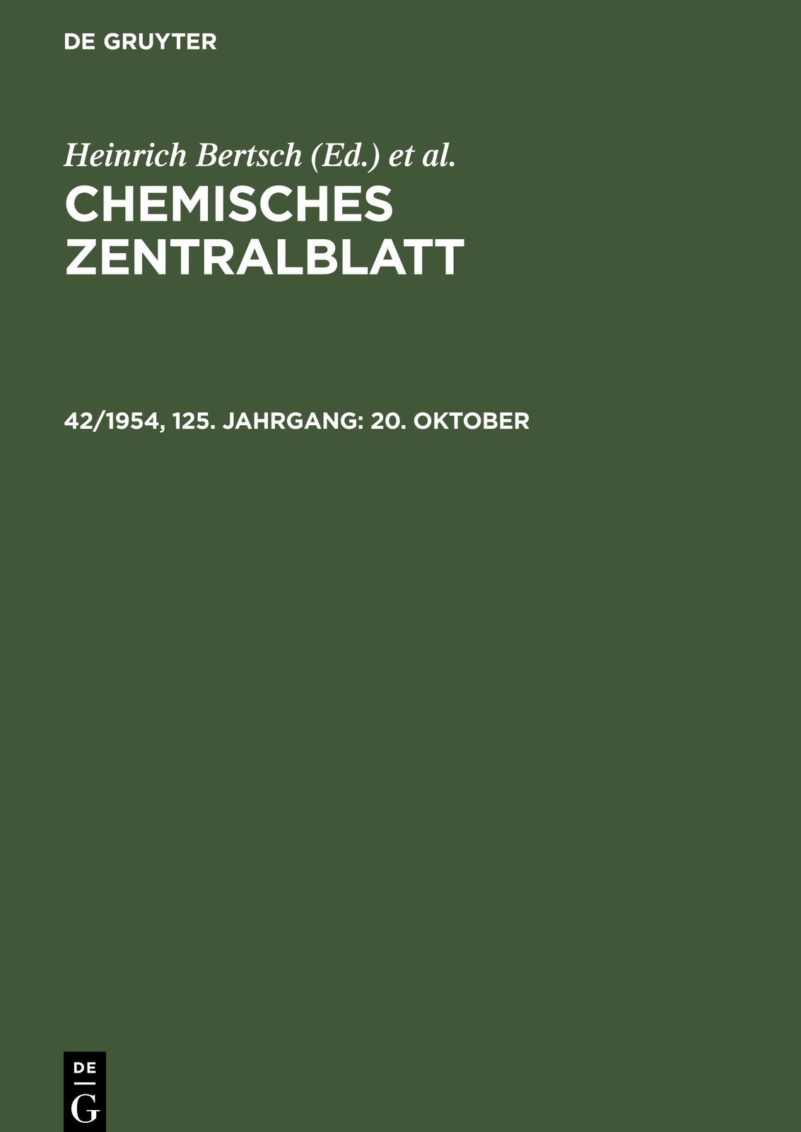 Heinrich Bertsch (u. A.) | 20. Oktober | Buch | Deutsch | De Gruyter