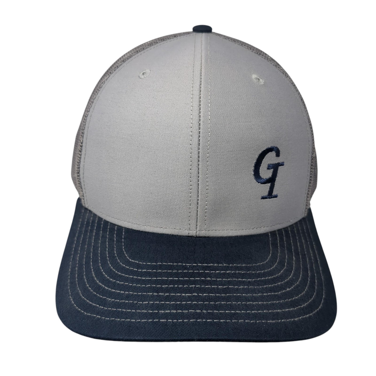 Richardson Snapback Mesh Back Trucker Hat Gray One Size Letter Logo