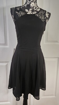 Bebe Black Fit And Flare Mesh Dress S | eBay