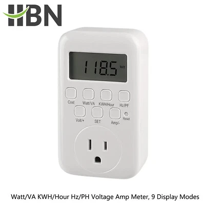 HBN Digital Electricity Usage Monitor LCD Plug in Power Meter for Energy Saving