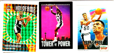 2020-21 Panini Mosaic Green Holofame David Robinson Spurs 3 Card Lot