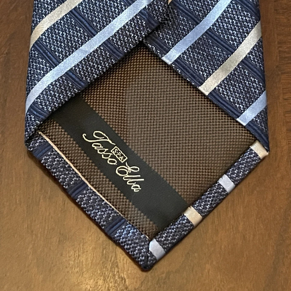Галстук мужской Tasso Ella синий ручной работы 100% шелк сделано в Китае - Изображение 2 из 4