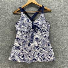 Unbranded Tankini Top Women XL White Floral Push Up V-Neck Sleeveless Wide Strap