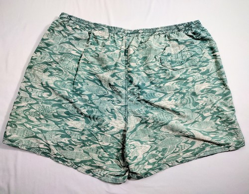☀️Patagonia FISH PRINT Forrado Baggies Pantalones Cortos Bañador Verde Surf Para Hombre Talla XL - Imagen 3 de 5