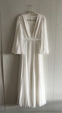 Fame And Partners Womens Pleated V Belt White Evening Dress Gown 6
