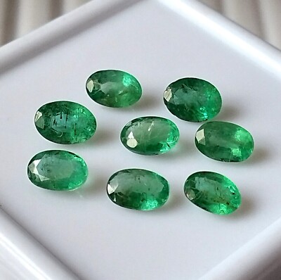 6X4 MM OVAL CUT EMERALD NATURAL FACETED ZAMBIAN CALIBRATED GEMSTONE 8 PIECES LOT