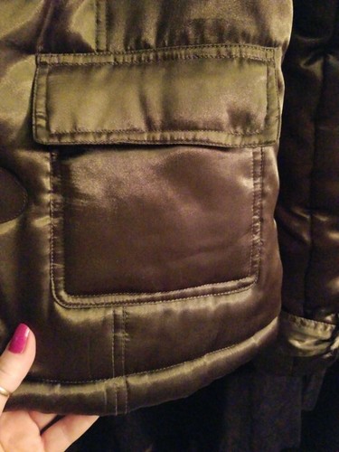 Chaqueta acolchada para mujer verde oliva satinado!! US POLO XL Cremallera y Palancas Súper Lindo - Imagen 9 de 12