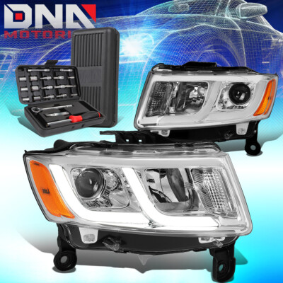 OEMASSIVE Halogen Projector Headlight For 2014-2016 Jeep Grand Cherokee - Chrome Left Driver Side