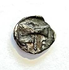 Ancient Greek Silver Fraction Coin Asia Minor 300 BC. Double Face and Axe