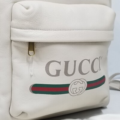 GUCCI ホワイト レザー バックパック リュック GUCCI ホワイト レザー バックパック リュック