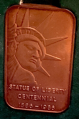 Statue Of Liberty 100th Anniversary Limited Edition Copper Bar Ingot