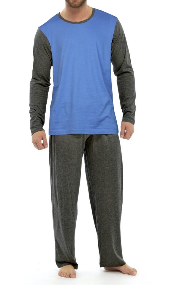 Men's Cotton Blend Pyjama Set - Short Sleeve Top & Drawstring Pants, Loungewear (UK Sizes S-3XL)