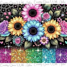 20oz Skinny Tumbler Sublimation Transfer Sunflower Colorful Ready To Press