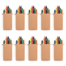 10 SETS OF 6 COLOURING WAX CRAYONS - KIDS PARTY BAG WEDDING FAVOUR GIFT LOOT