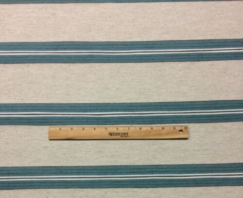 BALLARD DESIGNS AZRA TEAL BLUE STRIPE RAILROADED UPHOLSTERY FABRIC BY YARD 54"W - Picture 2 of 5