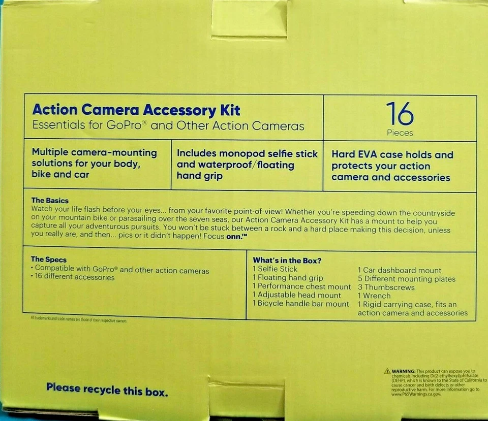 Focus Onn. Kit de accesorios para cámara de acción - Essentials para GoPro y otros **NUEVO** Foto 3 de 4