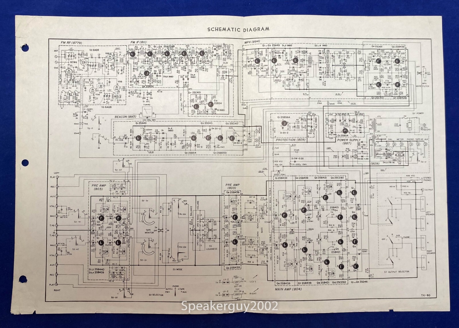 Original Kenwood TK-80 Receiver Foldout Schematic