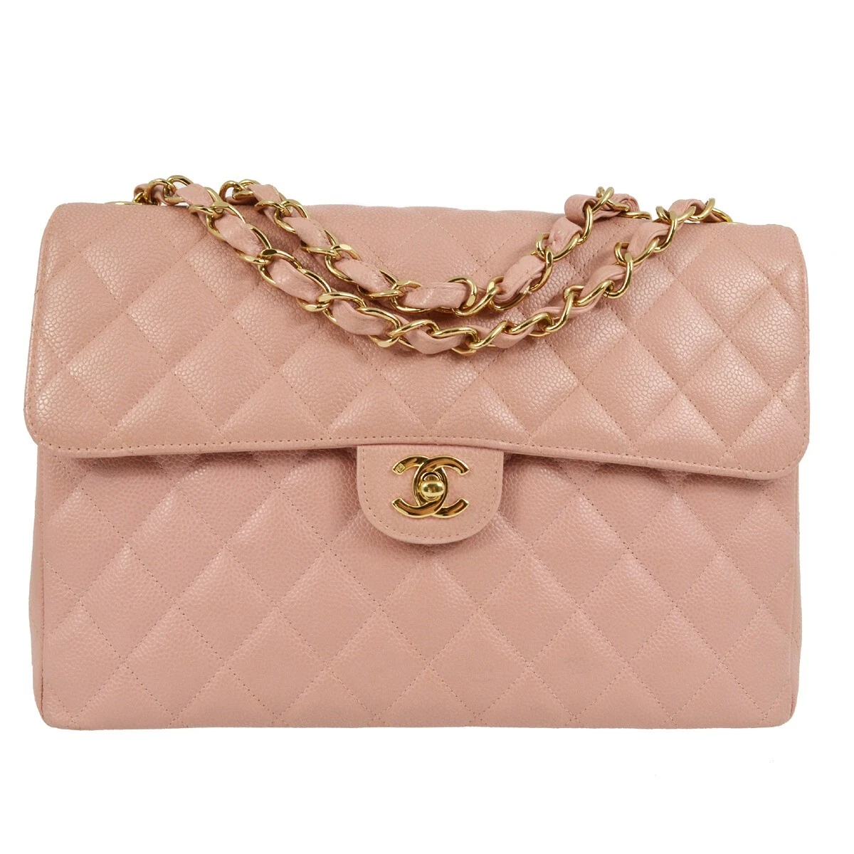 Chanel Pink Caviar Jumbo Classic Flap Shoulder Bag 112129