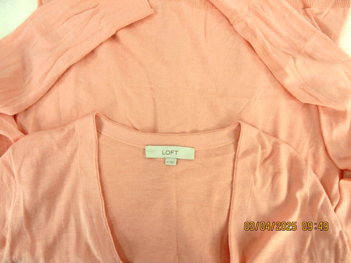 ANN TAYLOR LOFT Gr. Damen L Baumwolle/Rayon babyrosa sehr dünne V-N Strickjacke Pullover - Bild 13 von 17