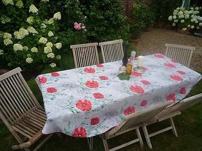 Tischdecke Provence 150x240 cm oval hellgrau Mohnblumen Frankreich pflegeleicht - Bild 1 von 4