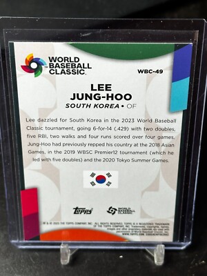 2023 Topps Series 2 #WBC49 Lee Jung-Hoo World Baseball 2023 Topps Series 2 #WBC49 Lee Jung-Hoo World Baseball