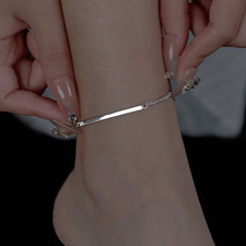 Women's Silvery Smooth Foot Chain Simple Copper Foot Chain Jewelry Gift