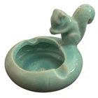 1950s-1960s Shawnee Pottery Pale Jade Green Glazed Ashtray With Squirrel