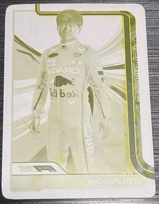 Yuki Tsunoda 1/1 Rare F1 Topps Chrome Yellow Printing Plate Formula One