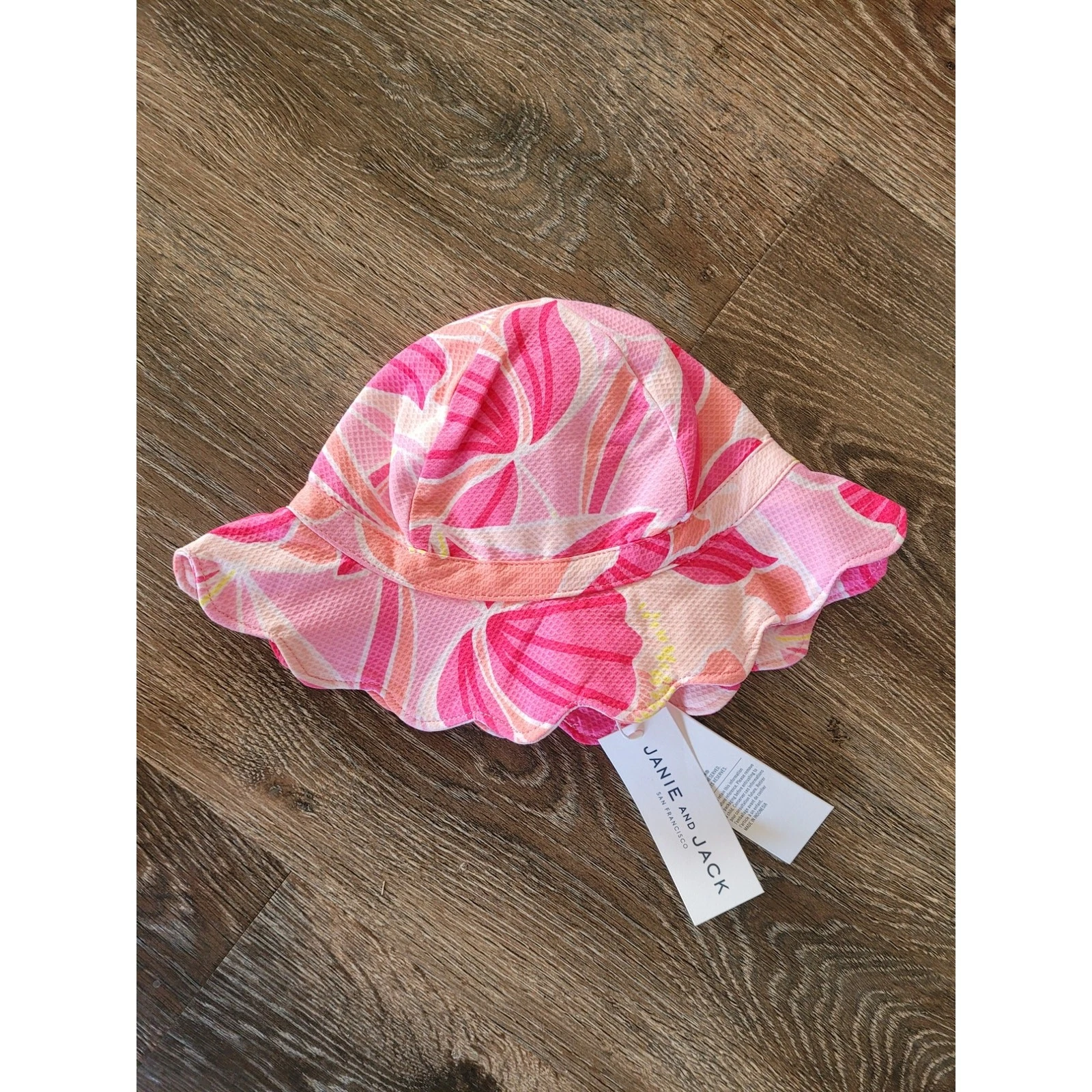 Janie and jack Sun Bucket Hat Pink Floral size 6-12 Months NEW #8