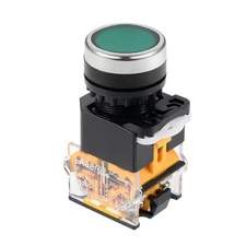 uxcell 22mm Latching Push Button Switch Green Round DPST 1 NO 1 NC 