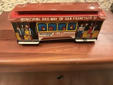 Vintage 4 inch San Francisco Tin Lithograph Friction Streetcar made in Japan