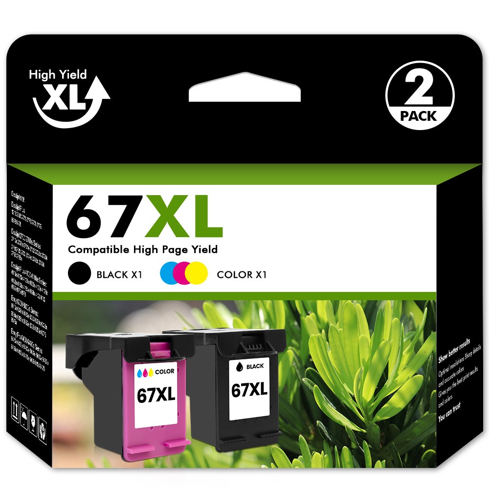 67XL Ink Cartridge for HP 67 Deskjet 2700 2700e 2755e 2800e 2855e 4155e Printer