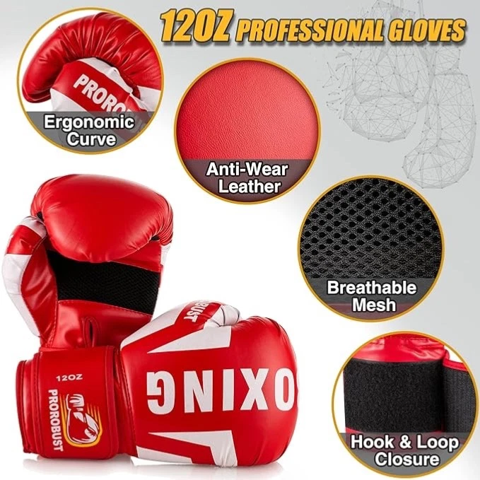 Boxsack Set 120cm PU Heavy Duty mit 12OZ Boxhandschuhen für MMA Kickboxen Home - Bild 4 von 4