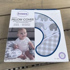 Boppy Premium Pillow Cover Gray Elephants Plaid Ultra Soft Microfiber Fabric NEW
