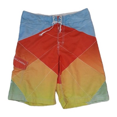  Billabong Board Shorts Mens 32 Gradient Diamond Geometric Orange Blue Swim Trun